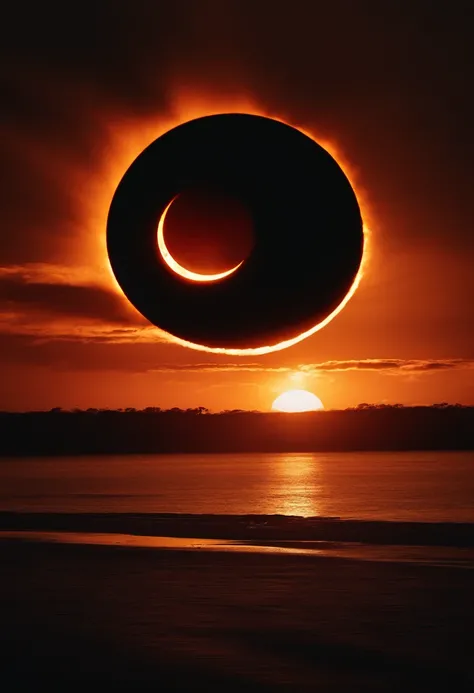 eclipse anular de sol con aillo de fuego, UHD