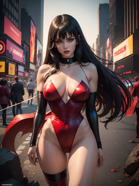 In New York, Time Square, Vampirella is a fictional vampire superhero created by Americans Forrest J Ackerman and Trina Robbins, in the horror comic book Vampirella #1,
Vampirella hailing from the planet Drakulon, a world where blood flowed like water and ...