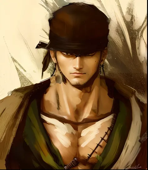 Hyperrealistic version of Roronoa Zoro, hyperdetailled, hyperrealistic