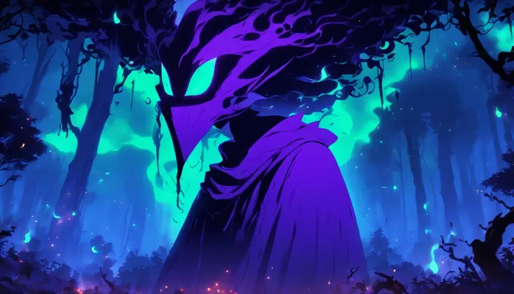 Tags: poisonous evil witch, terrible glowing purple spells, neon green, purple, dark atmosphere, spooky, eerie, sinister, magical, glowing eyes, long crooked nose, flowing black robes, enchanted forest, misty, haunting, foggy, creepy creatures, bats, spide...