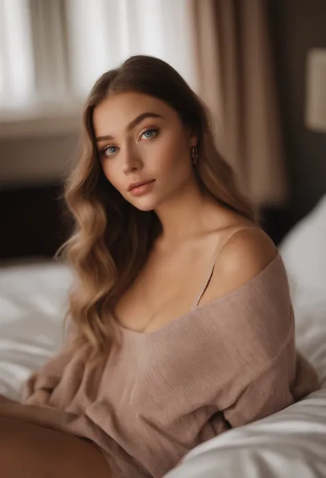 Totally À la Fed Woman , Sexy girl with blue eyes, A hyper-realistic, meticulously detailed, Portrait Sophie Mudd, blonde hair and large eyes, selfie of a young woman, bedroom eyes, Violet Myers, without makeup, Natural makeup, Looking directly at the came...