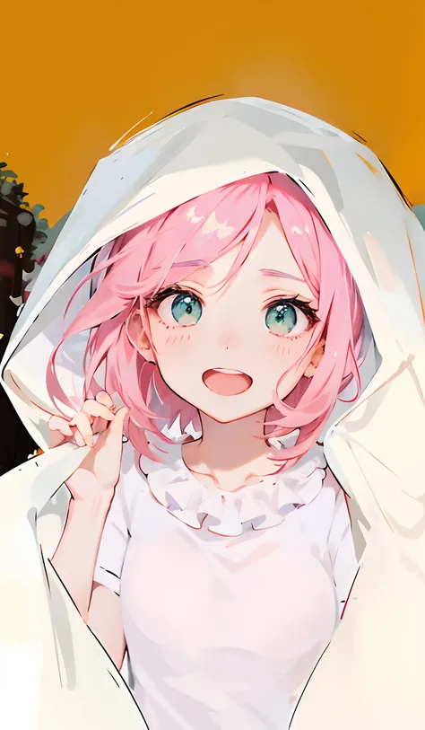 Menina anime com cabelo rosa e olhos verdes no vestido branco, haruno sakura, sakura haruno, Sakura Haruno no modo Slug Sage, [[[[sorrindo malvado]]]], Demon Slayer rui fanart, visual anime de uma menina bonito, Shirabii, em estilo anime, em estilo anime, ...