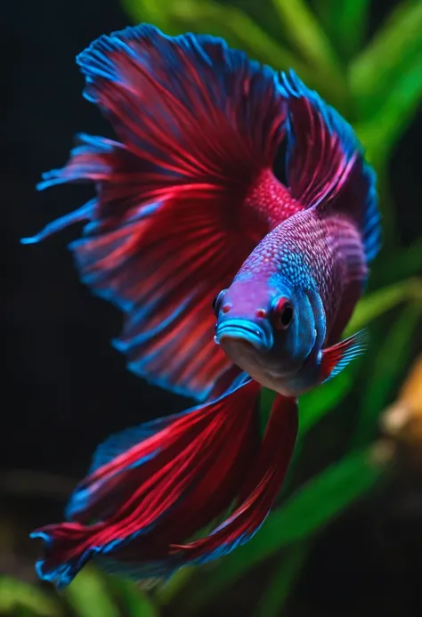 Jewely color of a betta fish very long tail