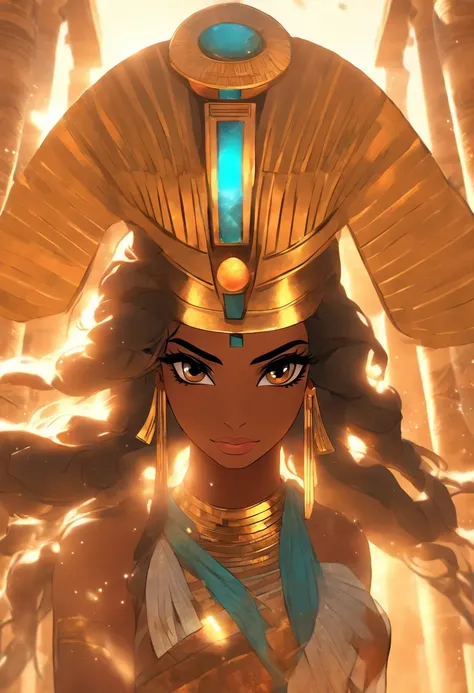 (((Egyptian Goddess))) best quality, very high resolution, 4K detailed CG, masterpiece, Egyptian mythology, Anuchis, black woman, sun in the background, Ancient Egypt, Egyptian temple, orange clothes, Egyptian clothes, desert, Ancient Egypt, Egyptian mytho...