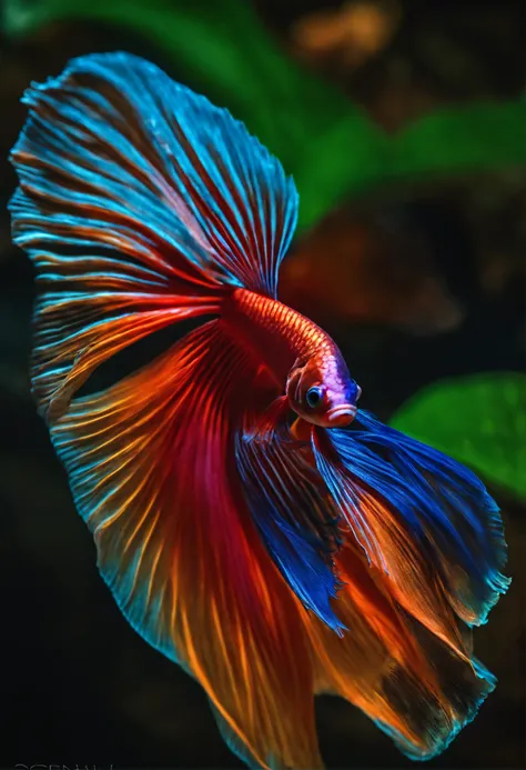 Jewely color of a betta fish very long tail