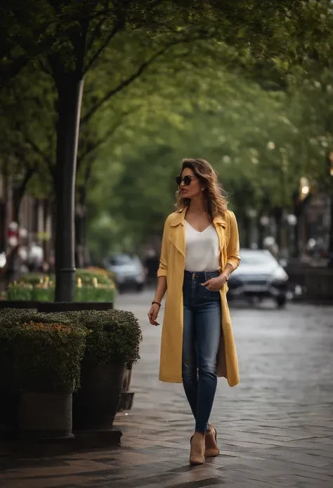 Sad motifs，（best qualtiy，tmasterpiece：1.2），36-year-old beautiful woman walking through the city，Splintered white shirt and skinny jeans，Shoot the Sony A7，3.5mm lens，f 1.8 Holes，lighting effects，No embellishments required，The original photos are realistic，T...