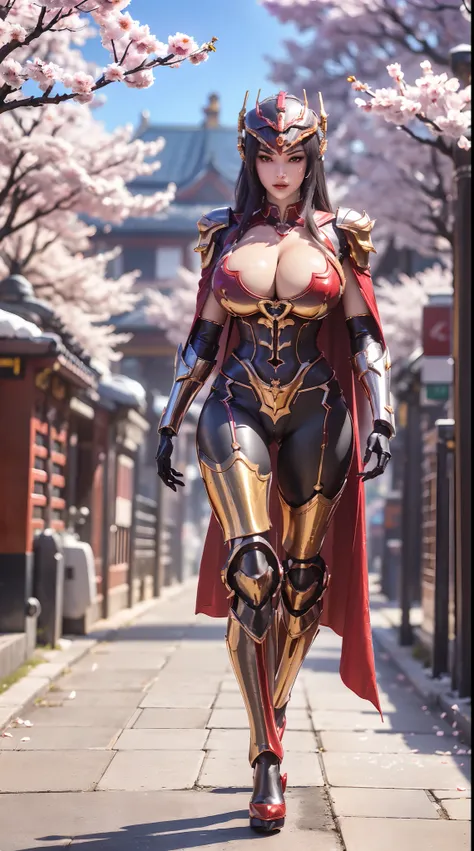 1GIRL, SOLO, (ssmile, makeup, beautifull eyes, red libs), (golden dragon horn helmet:1.4), (BIG BUTTOCKS, HUGE BOOBS:1.4), (DRAGON GUARD ARM, GLOVES), (purple, black), (MECHA CYBER SHINY ARMOR SUIT, ROYAL CAPE, CLEAVAGE, MECHA SKINTIGHT PANTS, HIGH HEELS:1...