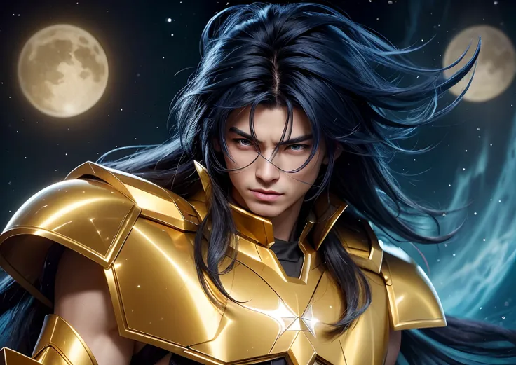 Cinematic stunningly detailed and ultra-realistic Saga go gemini of Saint Seiya. Close up. He is waring pretty realistic golden armor. Bright golden armor. Detailed gold armor. Octane is the perfect tool to capture the softest details of this 16k photograp...