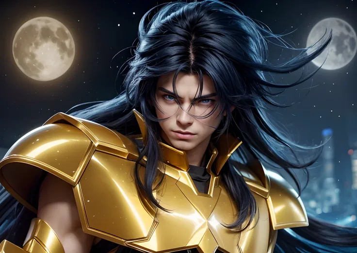 Cinematic stunningly detailed and ultra-realistic Saga go gemini of Saint Seiya. Close up. He is waring pretty realistic golden armor. Bright golden armor. Detailed gold armor. Octane is the perfect tool to capture the softest details of this 16k photograp...