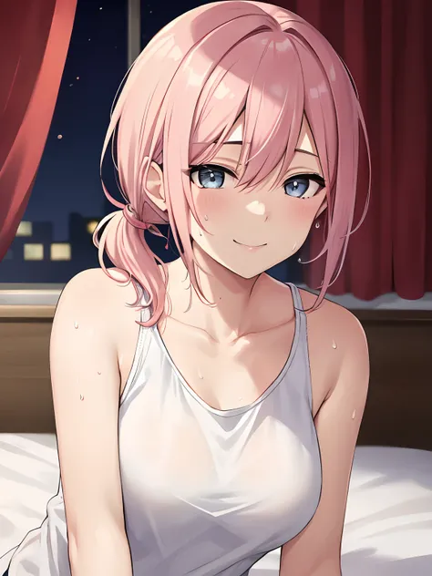 masterpiece:1.2, best quality, ((ultra detailed)), high resolution, 2d, anime style , photo, photography, detailed background, ((pink hair,medium hair,low ponytail,medium breasts))

BREAK
solo,(droopy eyes:1.3),fourty years old, (sexy woman, tall face, tal...