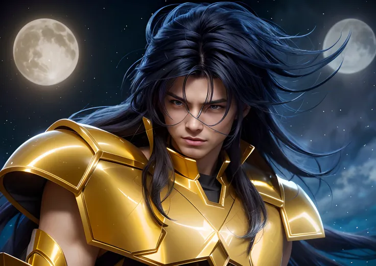 Cinematic stunningly detailed and ultra-realistic Saga go gemini of Saint Seiya. Close up. He is waring pretty realistic golden armor. Bright golden armor. Detailed gold armor. Octane is the perfect tool to capture the softest details of this 16k photograp...