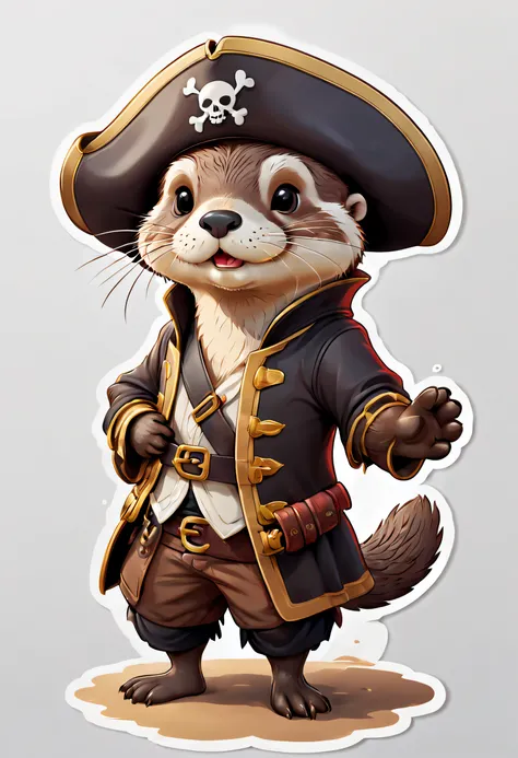 cute cartoon sticker of an otter dressed as a pirate