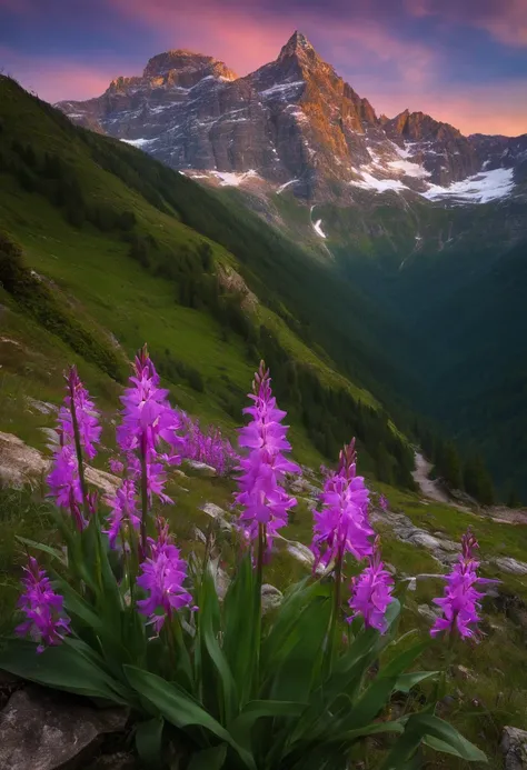 HD HD has a large expanse of Bletilla striata at the foot of the mountain