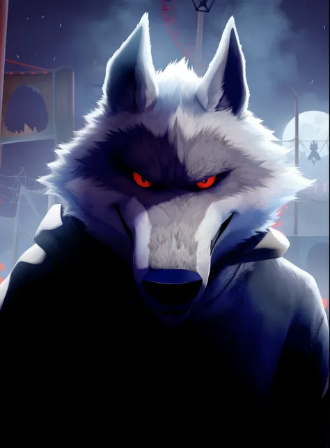 Death Wolf - wow he is looking at the viewer making a very menacing look and a disturbing smile this is going into my Halloween collection not to mention that super disturbing smile he is making Happy Halloween and good nightmares Dont forget to add some b...