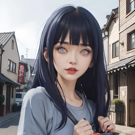 a close up of a person with long hair and a hoodie, hinata hyuga, hinata hyuga from naruto, from naruto, as an anime character, perfect anime face, she has dark blue hair with bangs, female anime character, anime character, anime best girl, hime cut hairst...