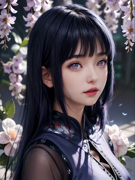 a close up of a person with long hair and a hoodie, hinata hyuga, hinata hyuga from naruto, from naruto, as an anime character, perfect anime face, she has dark blue hair with bangs, female anime character, anime character, anime best girl, hime cut hairst...