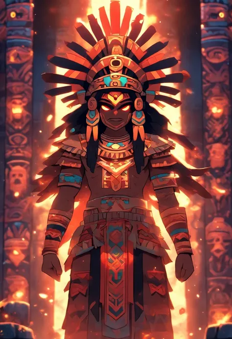 (((Aztec God))) best quality, very high resolution, 4K detailed CG, masterpiece, Aztec mythology, salamander goddess, Xolotl, Mexico, Aztec clothing, Aztec city, ((standing pose)), aesthetic , beautiful image, centered on the screen, standing pose