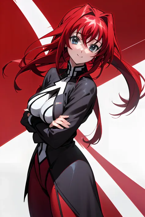 rias gremory wearing power girl costume, disfraz de power girl, superhombre, superchica, rias gremory, traje blanco, capa roja, ...