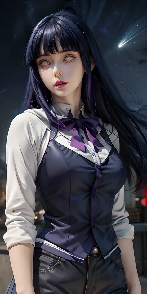 a close up of a person with long hair and a hoodie, hinata hyuga, hinata hyuga from naruto, from naruto, as an anime character, perfect anime face, she has dark blue hair with bangs, female anime character, anime character, anime best girl, hime cut hairst...