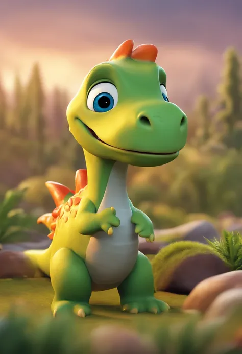 Cute dinosaurs,colorful animations,illustration,Playful,detailed creature,Friendly expressions,Vibrant colors,Interactive artwork,dynamicposes,artistic rendition,Fun and engaging,A high resolution,Ultra-detailed,Physically-based rendering,Lively personalit...