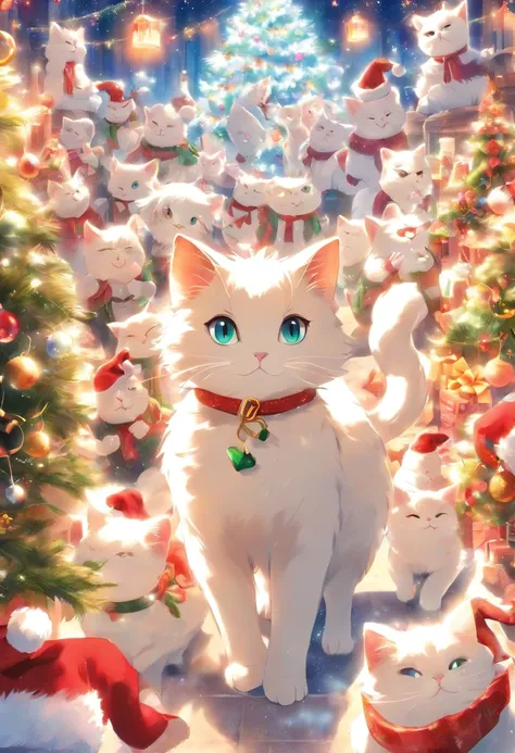 White Cat Christmas Party，biologically correct