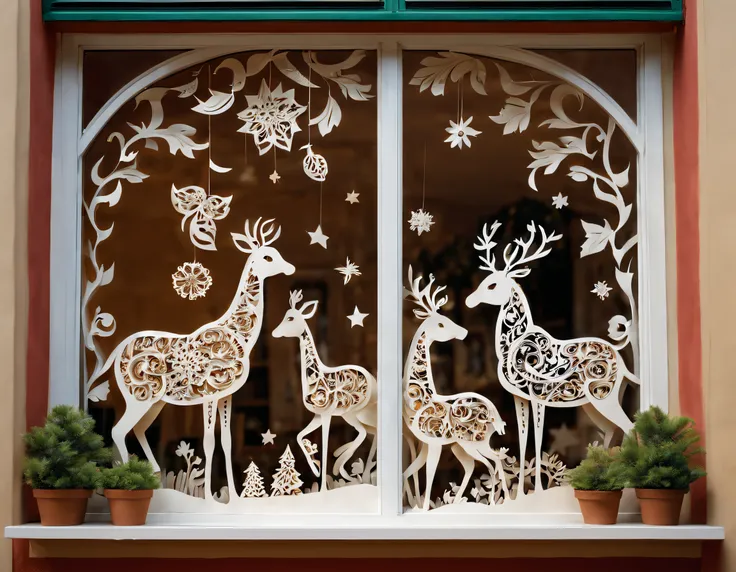 (best quality,4k,8k,highres,masterpiece:1.2),ultra-detailed,(realistic,photorealistic,photo-realistic:1.37),stickers,personalization,stickers on windows,paper cutting,celebratory atmosphere,exquisite details,decorative motifs,festive patterns,playful desig...