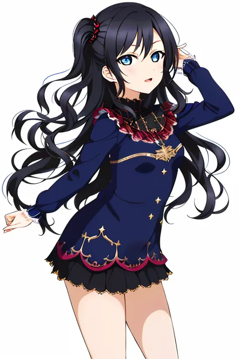 masterpiece, best quality, masterpiece, (1girl), (LLChar),witch, dark energy, blue eyes, (extremely evil), dark magic, dark forest, negaive energy, hell, void, stars, black hair, curly hair,