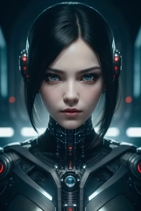 Centered portrait of an ultra detailed Mechanical Cyberpunk Female Android, looking into the camera, intricate, elegant, super highly detailed, smooth, sharp focus, no blur, no dof, extreme illustration, Unreal