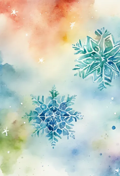 Watercolor winter snowflake background