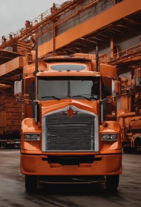 Trucks deliver goods in factories，Plant，orange tint，logistics，carriage