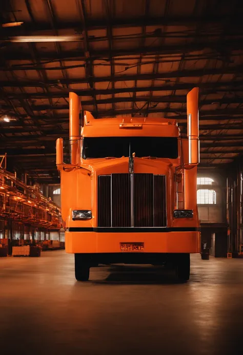 Trucks deliver goods in factories，Plant，orange tint，logistics，carriage