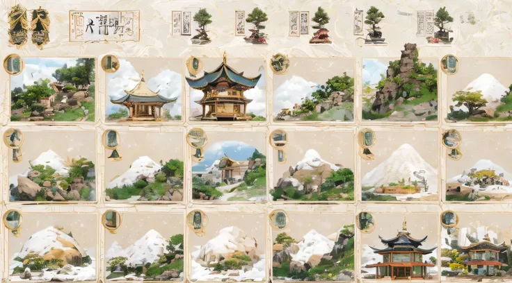 32K（tmasterpiece，k hd，hyper HD，32K）snowy peak(mont)Treasure House(kiosk)Near Lantian(village)，
Deadwood(hut)Three blankets(hali)One hole in the sky(boulders)。
Half Ridge(kiosk)Huacheng(kiosk)Wordless stone(stele)，
Wan Song(close)Snow Peak(pathway)There is ...