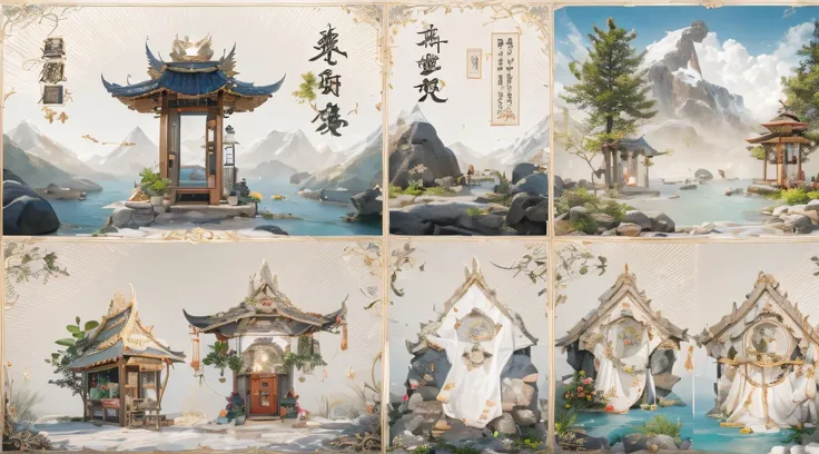 32K（tmasterpiece，k hd，hyper HD，32K）snowy peak(mont)Treasure House(kiosk)Near Lantian(village)，
Deadwood(hut)Three blankets(hali)One hole in the sky(boulders)。
Half Ridge(kiosk)Huacheng(kiosk)Wordless stone(stele)，
Wan Song(close)Snow Peak(pathway)There is ...