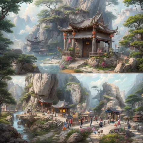 32K（tmasterpiece，k hd，hyper HD，32K）snowy peak(mont)Treasure House(kiosk)Near Lantian(village)，
Deadwood(hut)Three blankets(hali)One hole in the sky(boulders)。
Half Ridge(kiosk)Huacheng(kiosk)Wordless stone(stele)，
Wan Song(close)Snow Peak(pathway)There is ...