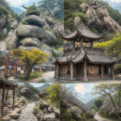 32K（tmasterpiece，k hd，hyper HD，32K）snowy peak(mont)Treasure Trove(kiosk)Close to Lam Tin(Village)， Deadwood(Hut)Three blankets(big hall)A hole in the sky(Boulders)。 Half Ridge(kiosk)City of Flowers(kiosk)Wordless stones(stone monument)， Wan Song(Close)snow...