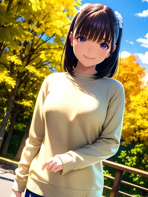 hight resolution,8K,Best Quality,detaileds,semi - realistic anime,Anime 3D Style,Smooth Anime CG,1 girl in,20 year old woman in Japan,slim,modeled,shiny chestnut hair,Medium Hair,Detailed face,Beautiful and detailed eyes,Glowing skin,(Sweaters),earring bea...