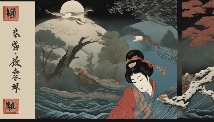 Japanese horror drawing，All kinds of yokai，Heian-kyo，Hyakki Night Line，Ukiyo-e