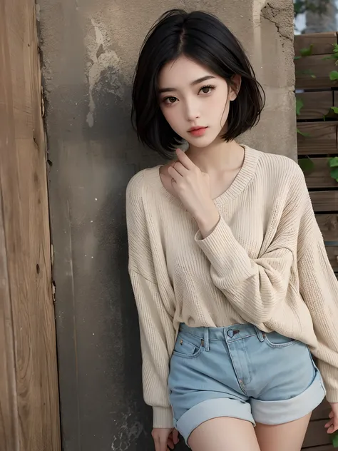 Pretty girl with short black hair