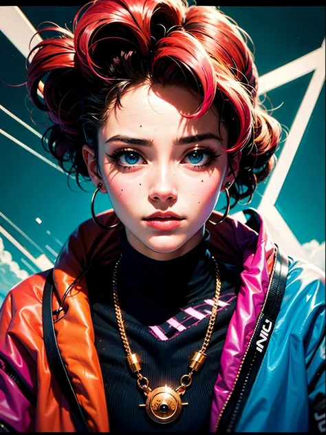 (masutepiece), Best Quality, Expressive eyes, face perfect,(gritty:0.9),(80s aesthetic:1.1),(neons:0.8),(Retro:0.9),(analogue:1.1),(独奏:0.8),(1 person:0.6),(Calavera:0.5),(Sunglasses:0.7),(shinigami:0.5),(Purple and pink color scheme:0.9),(glitched:1.1),(up...