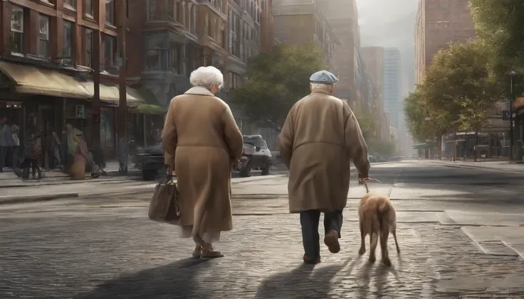 A person helping an elderly person cross the street.