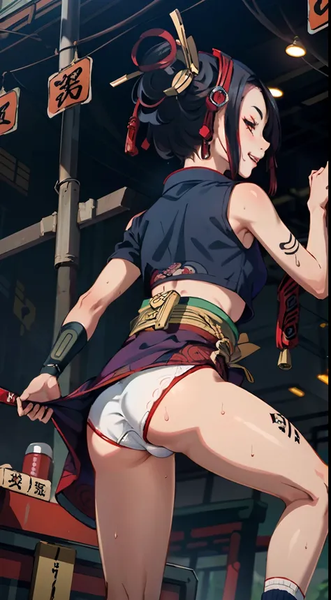 masterpiece, best quality, ultra-detailed, illustration, an extremely delicate and beautiful,high resolution, ultra-detailed,,perfect face,slender perfect body, Tight belly,Toned buttocks,Constricted waist,,(cyber punk:1.5),(Oiran:1.7),(battlefield:1.3),10...