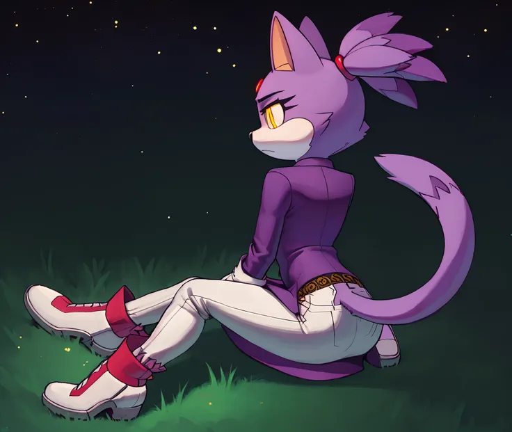 [Blaze the cat], [Uploaded to e621.net; (Pixelsketcher), (wamudraws), (napalm_express)], ((masterpiece)), ((HD)), ((High Quality)), ((furry)), ((solo portrait)), ((back view)), ((full body)), ((detailed fur)), ((detailed shading)), ((cel shading)), ((beaut...