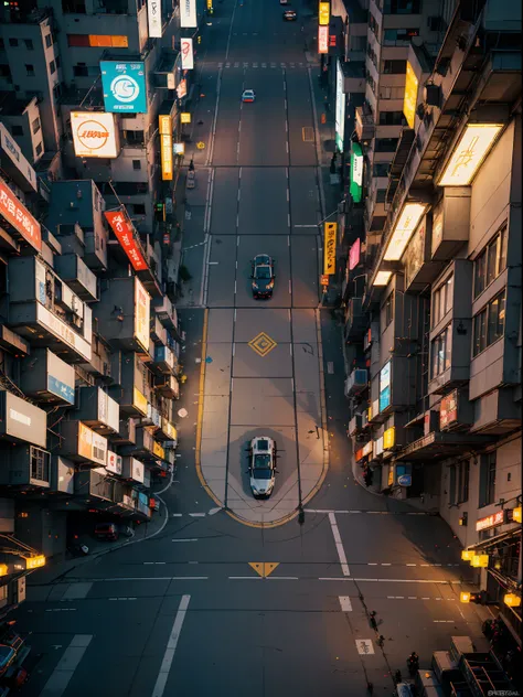 ((Top View: 1.3, Cyberpunk: 1.2, Street: 1.1), 2D Game Style, Pixel Art Style, Transparency, Powerful Colors, Advertising Lights, Roads and Cars Lively, Unique Charm! )