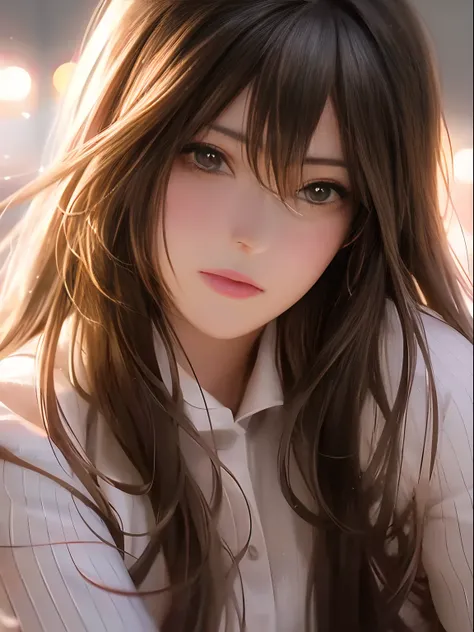 anime girl with long hair and white shirt posing for a picture, beautiful anime portrait, beautiful anime face, beautiful anime girl, stunning anime face portrait, portrait anime girl, detailed portrait of anime girl, realistic young anime girl, photoreali...