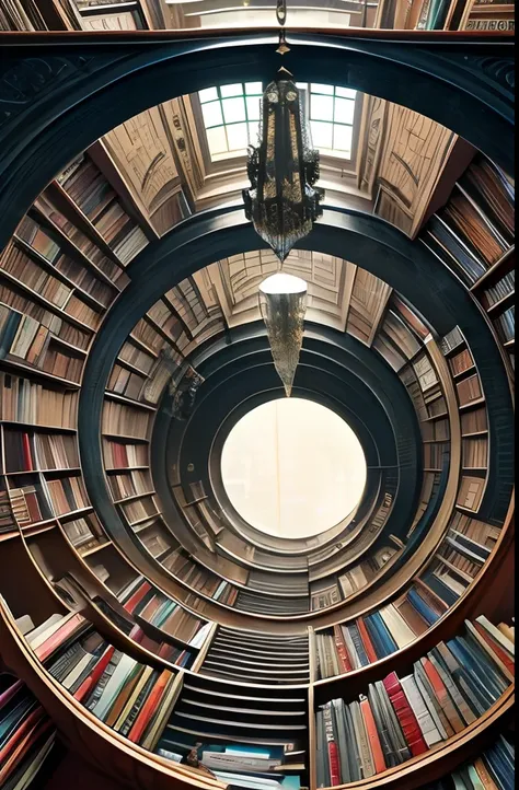 masterpiece, best quality
staring up infite climbing celestial library spiraling towards light, books, spirals, escher, dark souls, bloodborne fantastical, magical library, gradient, fantasy, trending artstation, fractals, ornate, matte painting --ar 1:3 -...