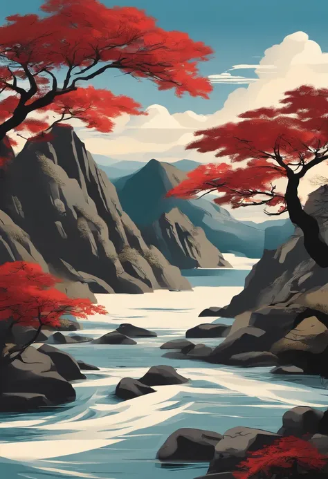 Yamakawa，rivers，Sun，Mountain and sea skylark scrolls，Ancient mythology《Mountain and Sea Scriptures》，epic composition，Shadowing，national style，martial art，migration，Practice martial arts，Martial arts