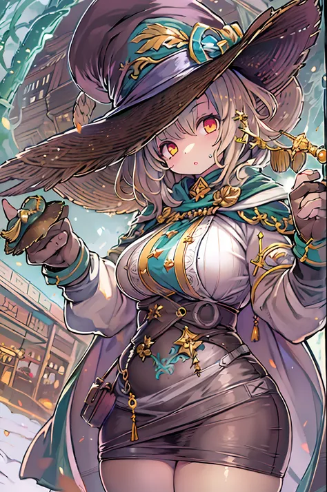 1girl in, Mage,hat, Extremely detailed,Looking at Viewer(masutepiece, Best Quality:1.2)