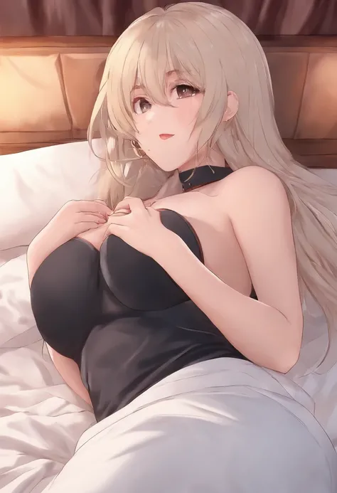 Hot thicc ass anime girls lesbian bed touching tounges and stroking cock while slurping boobs