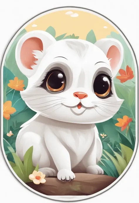 （Cartoon critters），adolable，（Sticker screen），white edges，Distribute to typesetting sets，Sticker style，Flat style，Small animals，cute illustration，Flat illustration，paper cut out，