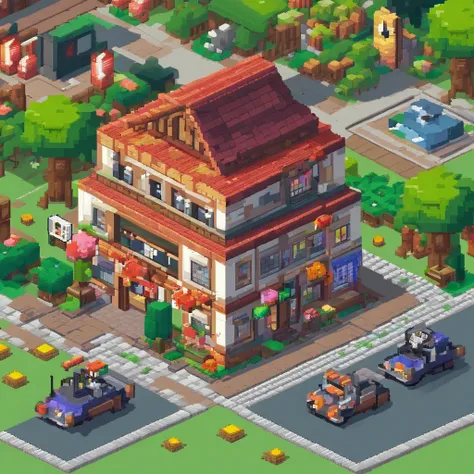 Town building game pixel picture game material　modern day　jpn